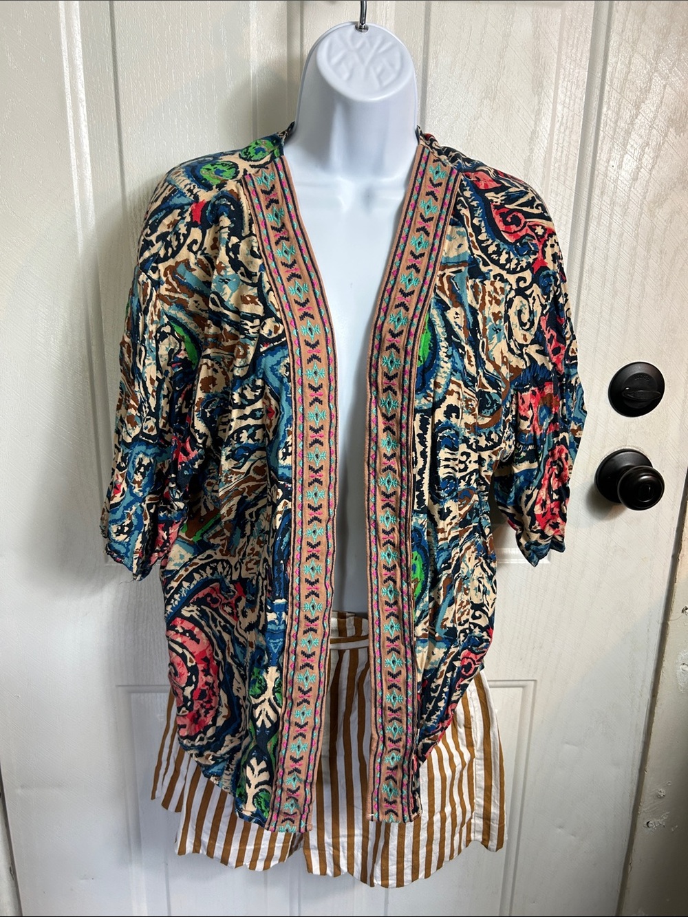 Flying Tomato Multicolor Boho Open-Front Kimono Jacket